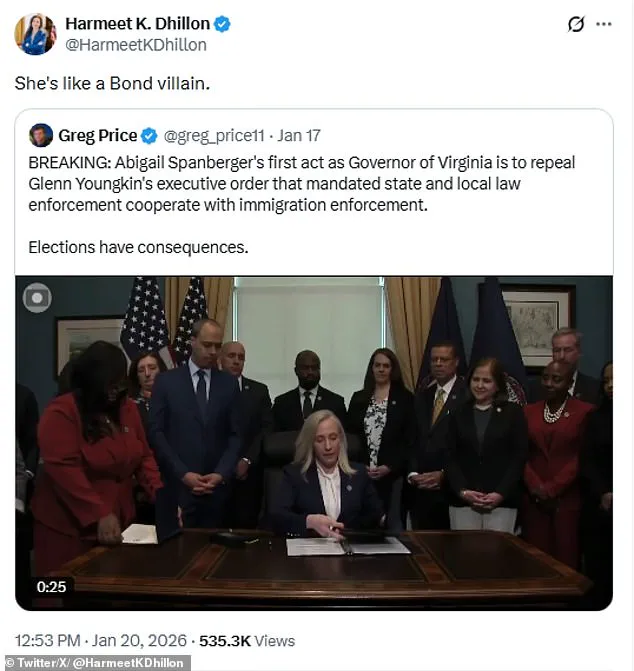 Abigail Spanberger's Election as Virginia's First Female Governor Sparks Controversy Over Policy Moves