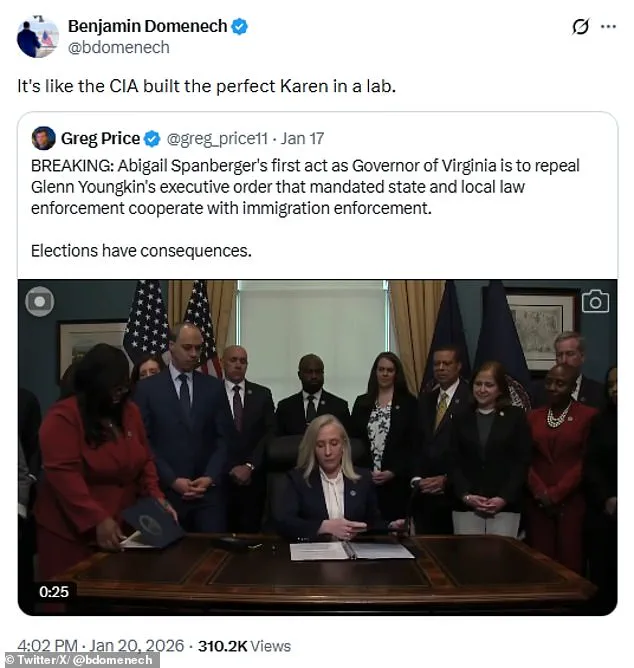 Abigail Spanberger's Election as Virginia's First Female Governor Sparks Controversy Over Policy Moves