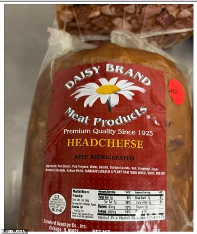 Daisy headcheese recalled after listeria outbreak sickens three in Illinois.