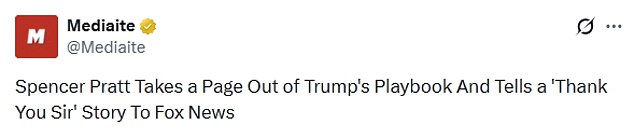 Spencer Pratt Draws Trump Parallels by Citing Anonymous Supporters on Fox News